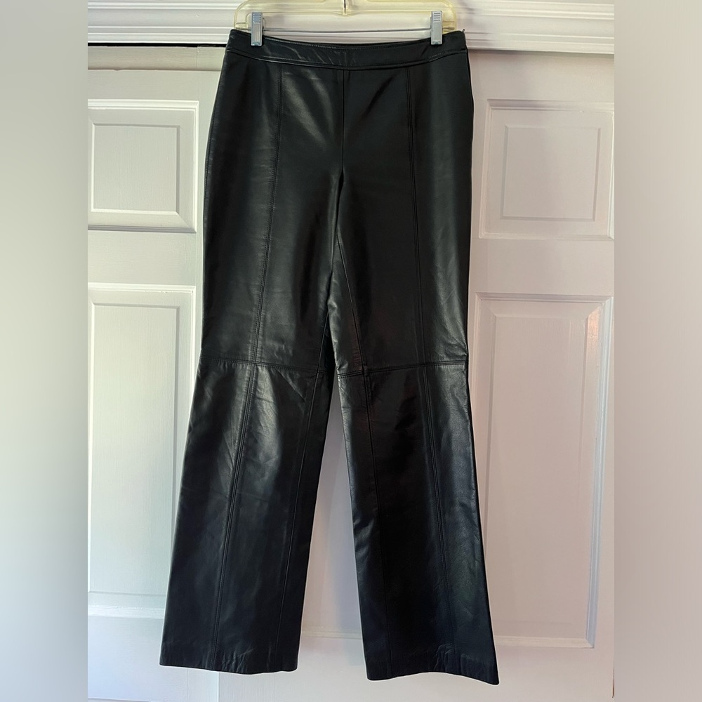 Ann Taylor Loft Genuine 100% Black Leather Pants Vintage Size 6